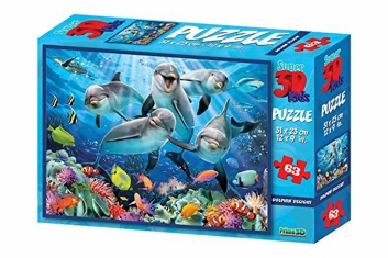 3D puzzle delfíni 63 dílků