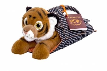 Plyšový tygr v cestovní tašce